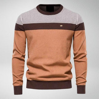 Herren Farbblock Strickpullover | Rundhals