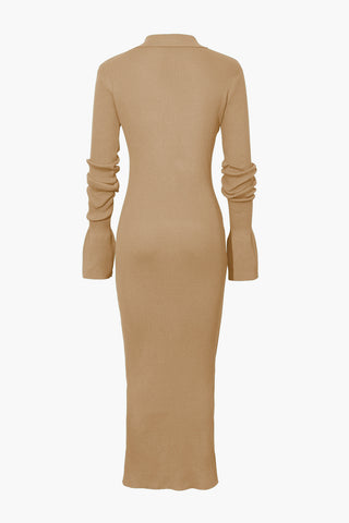 Damen-Langarmkleid mit Rippstrick | Maxi