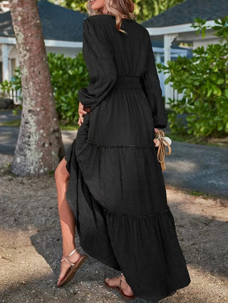 Damen Langarm Maxi kleid | Stufen-Design