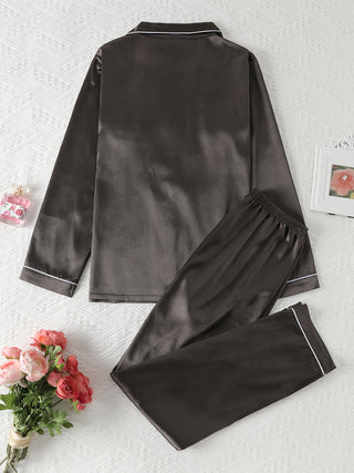 Damen Button Up Pyjama Set | Langarm Design