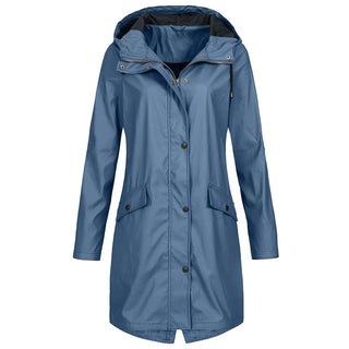 Damen Lange Wasserdichte Regenjacke | Mit Kapuze