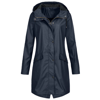 Damen Lange Wasserdichte Regenjacke | Mit Kapuze