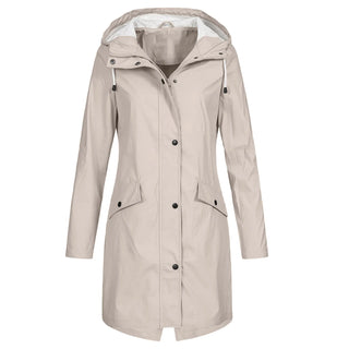 Damen Lange Wasserdichte Regenjacke | Mit Kapuze