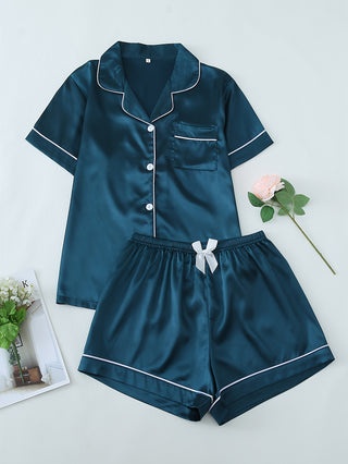 Damen Pyjama Set | Knopfverschluss Oberteil & Shorts