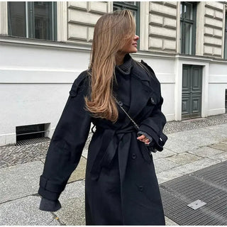 Damen Winter Trenchcoat | Doppelreihiger Mantel mit Gürtel