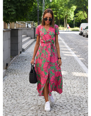 Damenkleid mit kurzem Ärmel | Maxi