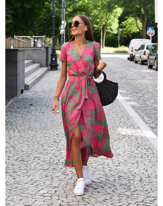 Damenkleid mit kurzem Ärmel | Maxi