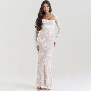 Damen Spitzen Abendkleid | Maxi