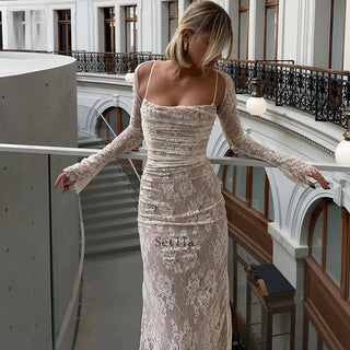 Damen Spitzen Abendkleid | Maxi