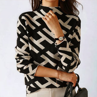 Damen Pullover mit geometrischem Muster | Lange Ärmel