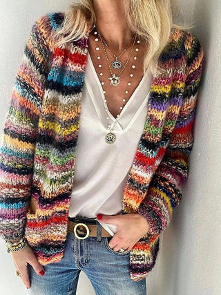 Farbenfroher Strickcardigan für Frauen | Streifen