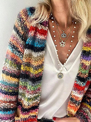 Farbenfroher Strickcardigan für Frauen | Streifen