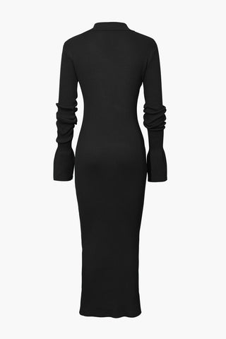 Damen-Langarmkleid mit Rippstrick | Maxi