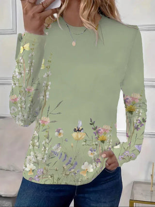 Damenbluse mit naturinspiriertem Grafikdesign | Lange Ärmel