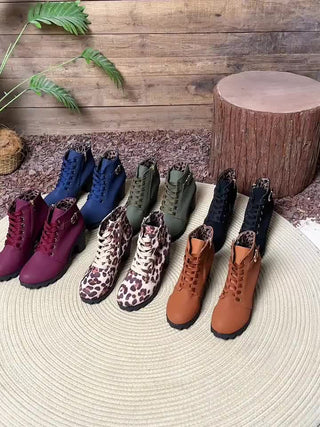 Damen Schnür-Stiefeletten | Blockabsatz