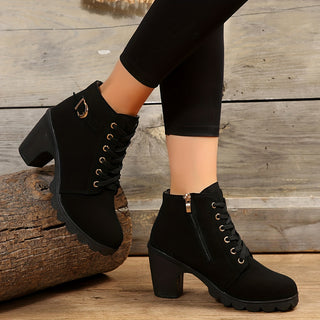 Damen Schnür-Stiefeletten | Blockabsatz