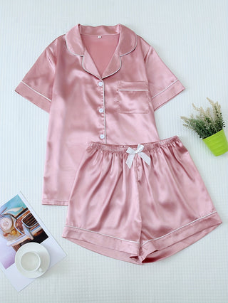 Damen Pyjama Set | Knopfverschluss Oberteil & Shorts