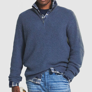Herren Rippstrick-Halbzip-Jumper | Lange Ärmel