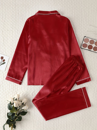 Damen Button Up Pyjama Set | Langarm Design