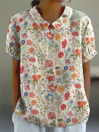 Damen Bluse mit Blumenmuster | Kurzarm