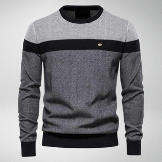 Herren Farbblock Strickpullover | Rundhals