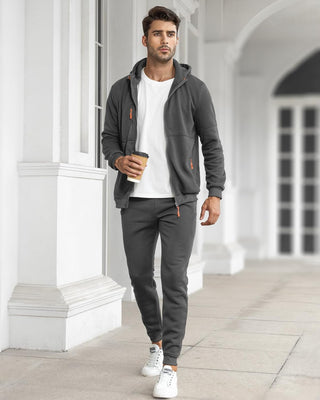 Herren Kapuzenpulli Trainingsanzug Set |Reißverschluss Jacke & Jogginghose