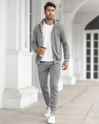 Herren Kapuzenpulli Trainingsanzug Set |Reißverschluss Jacke & Jogginghose