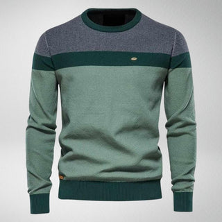 Herren Farbblock Strickpullover | Rundhals