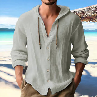 Herren Langarm Hoodie mit Knopfleiste | Modern & Lässig