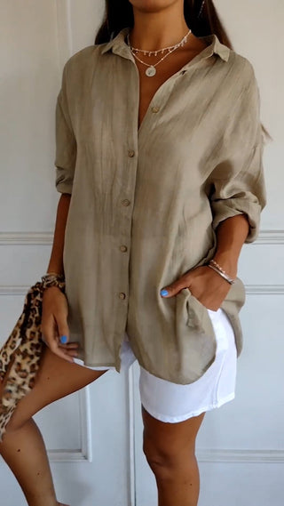 Bluse Damen Langarm Leicht | V-Ausschnitt