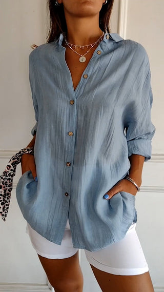 Bluse Damen Langarm Leicht | V-Ausschnitt