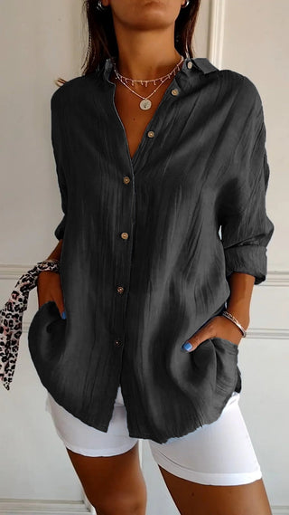 Bluse Damen Langarm Leicht | V-Ausschnitt
