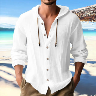Herren Langarm Hoodie mit Knopfleiste | Modern & Lässig