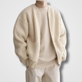 Herren Zip-Up Rippstrick-Cardigan | Lange Ärmel