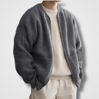 Herren Zip-Up Rippstrick-Cardigan | Lange Ärmel