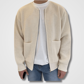 Herren Zip-Up Rippstrick-Cardigan | Lange Ärmel