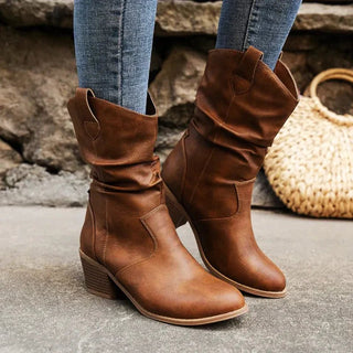 Damen Stiefeletten bis zur Wade | Blockabsatz