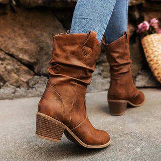 Damen Stiefeletten bis zur Wade | Blockabsatz