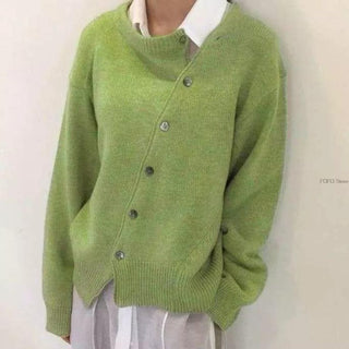 Damen Asymmetrischer Knopf Cardigan | Lässige Passform