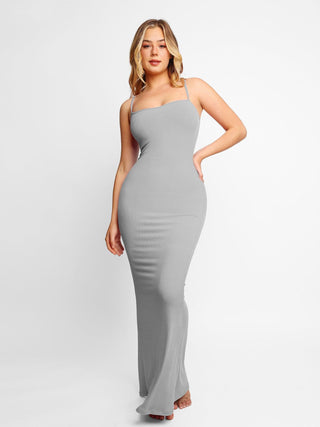 Shapewear Soft Modal Sculpting Dresses Slip Maxi Dress Grey