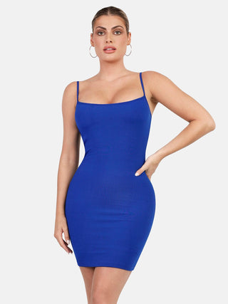 Shapewear Soft Modal Sculpting Dresses Slip Mini Dress Blue