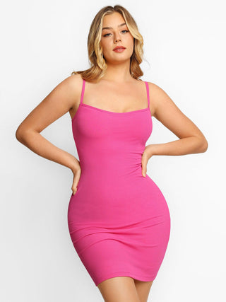 Shapewear Soft Modal Sculpting Dresses Slip Mini Dress Pink