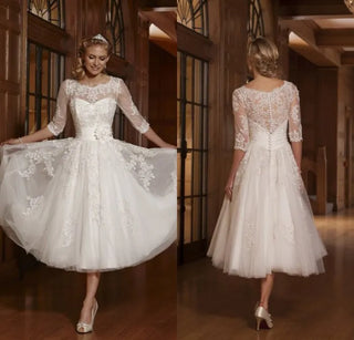 Damen A-Linien Hochzeitskleid | Midi