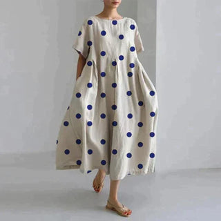 Damen Midi Kleid | Runder Ausschnitt