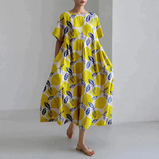 Damen Midi Kleid | Runder Ausschnitt
