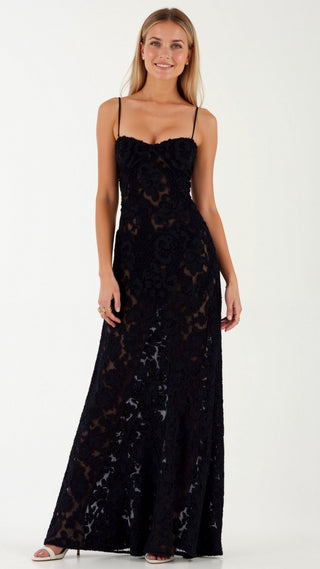 Damen Abendkleid mit Spaghettiträgern | Maxi