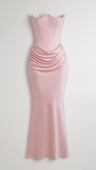 Damen Abendkleid Schulterfrei | Drapiertes Maxi