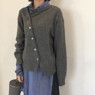 Damen Asymmetrischer Knopf Cardigan | Lässige Passform