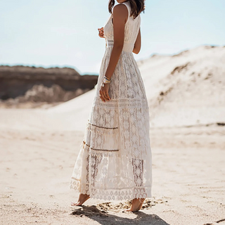 Damen Boho V-Ausschnitt Sommerkleid | Maxi