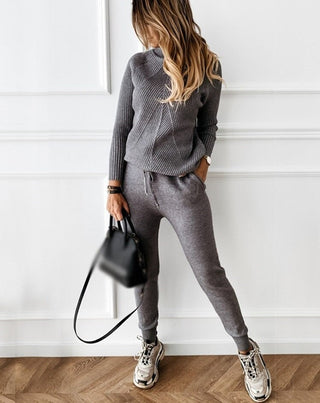 Women's Knitted 2-piece Tracksuit Set | Long Sleeve